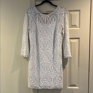 Lilly Pulitzer White Mini Dress Geometric Embroidered Pattern